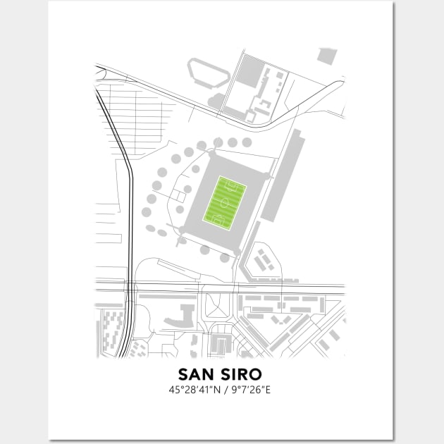 San Siro Map Design Wall Art by TopFootballStadiums